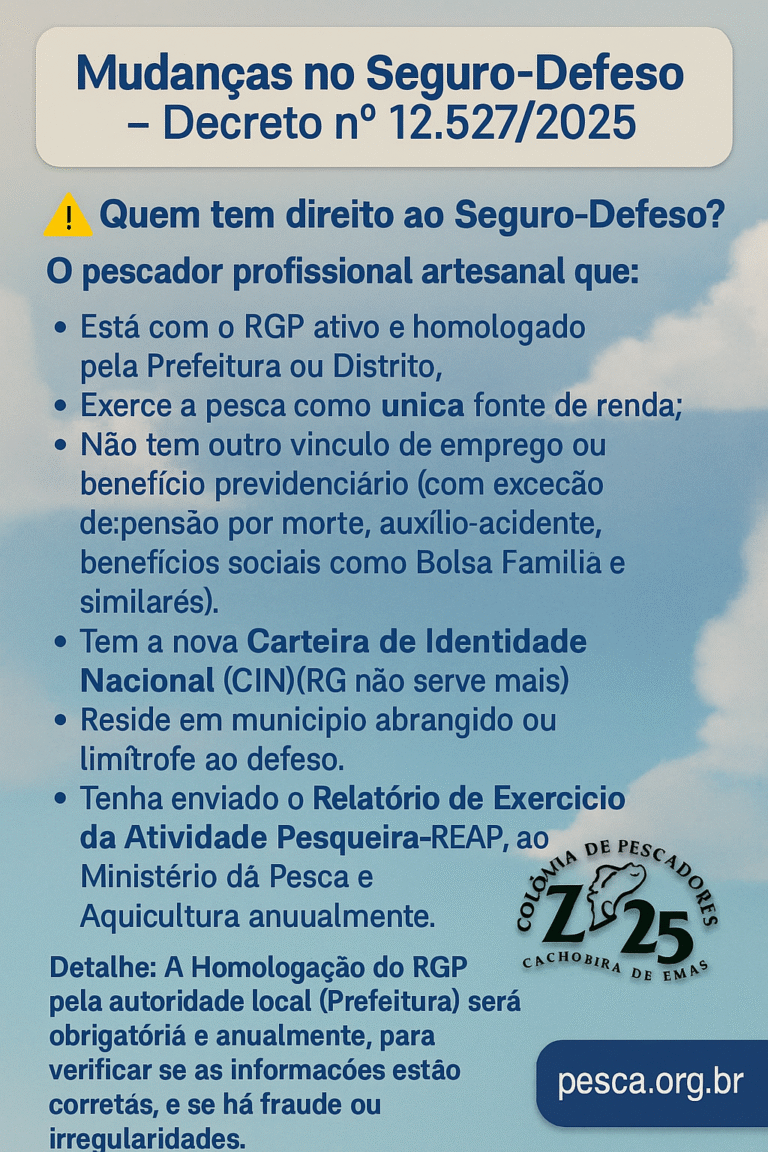 Governo publica novo decreto e reformula regras do seguro-defeso para ...