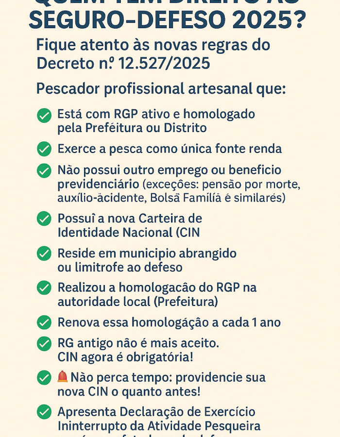 Modelo gráfico sobre o decreto do seuro defeso